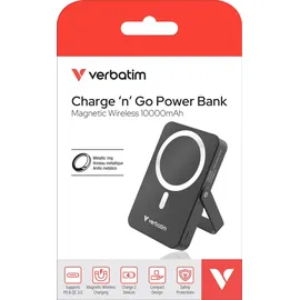 Verbatim Charge 'n' Go Power Bank Magnetic Wireless 10000mah Schwarz
