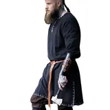 Leonardo Carbone® Wikinger Tunika Erwin - Mittelalter Kleidung Herren, Mittelalter Hemd, Freizeithemden Langarm, Karneval Kostüm Herren, Wikinger Tunika, LARP-Kleidung - 100% Baumwolle Schwarz XXXL - 3XL