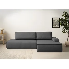 Home Affaire Ecksofa HOME AFFAIRE "SHERWOOD, Schlafsofa in L-Form offen (275cm), Cord, Leinenoptik", grau (anthrazit), B:275cm H:85cm T:167cm, 100% Polyester, Sofas, Ecksofa, Schlaffunktion und Bettkasten, Kedernaht, hoher Sitz- & Liegekomfort