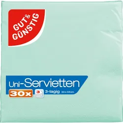 Gut& Günstig Servietten Eskimo Mint uni 3-lagig 33x33cm 30ST