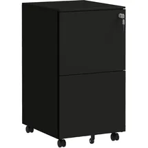 Vinsetto Aktenschrank mit 2 Schubladen, Abschließbarer Büroschrank mit Rollen, Bürocontainer für A4 Akten, Dokumente, Stahl, 37 x 43,5 x 67,5 cm, Schwarz