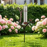 Nexoria Regenmesser für Garten, Niederschlagsmesser mit Stab Vogel Metall Regenmengenmesser mit Erdspieß Gartenzubehör Regenwassermesser Gartenstecker Deko Vogel für Rasen, Terrasse (A)