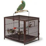 Midwest Homes for Pets 1705001202 Poquito Transportkäfig für Vögel, Reisekäfig, 48 x 39,5 x 60 cm, mit Sitzstange und 2 Futterschalen aus Edelstahl, rubinrot