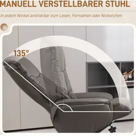 Homcom Relaxsessel mit Hocker, Fernsehsessel mit Liegefunktion, Wippfunktion TV Sessel für Wohnzimmer, Schlafzimmer, Kunstleder, Schwarz