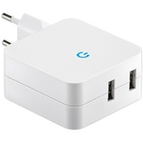USB Ladeadapter von 230 Volt Steckdose auf USB, 2x USB Ausgang max. Ladestrom 4,2A