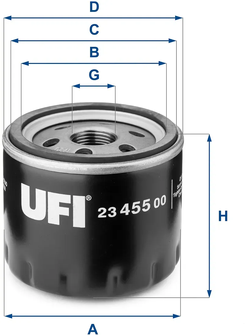 UFI Ölfilter 2345500 Anschraubfilter 62mm GewindemaßM 20 X 1,5 für Fiat