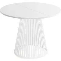 WFL GROUP Esstisch Weiß, Rund,Rund, 100x76x100 cm, Esszimmer, Tische,