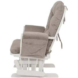 Mendler Relaxsessel HWC-C76 Cord 52 x 100 x 80 cm hellgrau mit Hocker