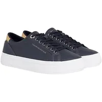 Tommy Hilfiger Damen Vulcanized Sneaker Essential Vulc Leather Sneaker Schuhe, Mehrfarbig (Space Blue), 36 EU - 36 EU