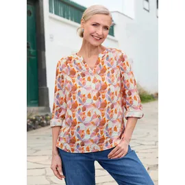 GOLDNER Florale Druckbluse mit V-Ausschnitt orange 54