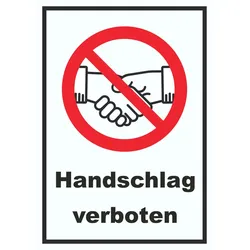 Handschlag verboten Schild kein Händeschütteln Symbol und Text Schild A1 (594x841mm)