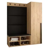 ABIKS MÖBEL Garderoben-Set MIRO Set 6, Garderobe mit gepolsterten Paneelen, Modern Design schwarz