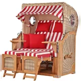 Mr. Deko Strandkorb Komplettset - bene living - Ammersee Teak - PE shell - Modell 562 - inkl. Liftersystem