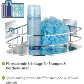 Wenko Turbo-Loc® Edelstahl Eckablage Quadro, rostfrei, Befestigen ohne Bohren, Edelstahl 27.5 x 10 x 19.3 cm,