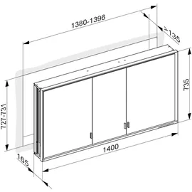 Keuco Royal Lumos Wandeinbau 140 cm silber eloxiert