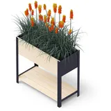 Upyard Hochbeet für Garten, Terrasse und Balkon - Blumenkasten mit Innenvlies und wasserdichter Kunststoffeinlage - Pflanzkasten für Innen- und Außenbereich, 78x36x72, Natur