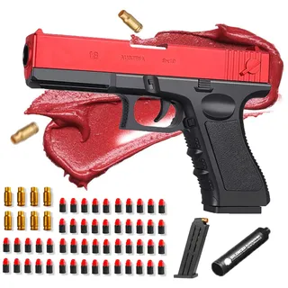 SK MISS Spielzeug Pistole Kinder, Toy Gun Pistol Fidget, Spielzeug Pistole Schaum Blaster mit 50 Weicher Kugel, Pistole Spielzeugpistolen für Kinder ab 6 7 8 9+ Jahren (Rot)