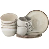Bloomingville Sandrine Frühstück Set, Geschirr-Set, 12 teilig, beige