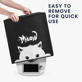 kwmobile Hülle kompatibel mit Thermomix TM5 / TM6 - Küchenmaschine Abdeckhaube - in Schwarz Weiß Neugierige Katze