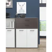 Forte "Keflav", weiß (weiß, uni wolfram grau, B:84,5cm H:115,1cm T:41,5cm, Holzwerkstoff, Sideboards, Kommode, Breite 84,5 cm