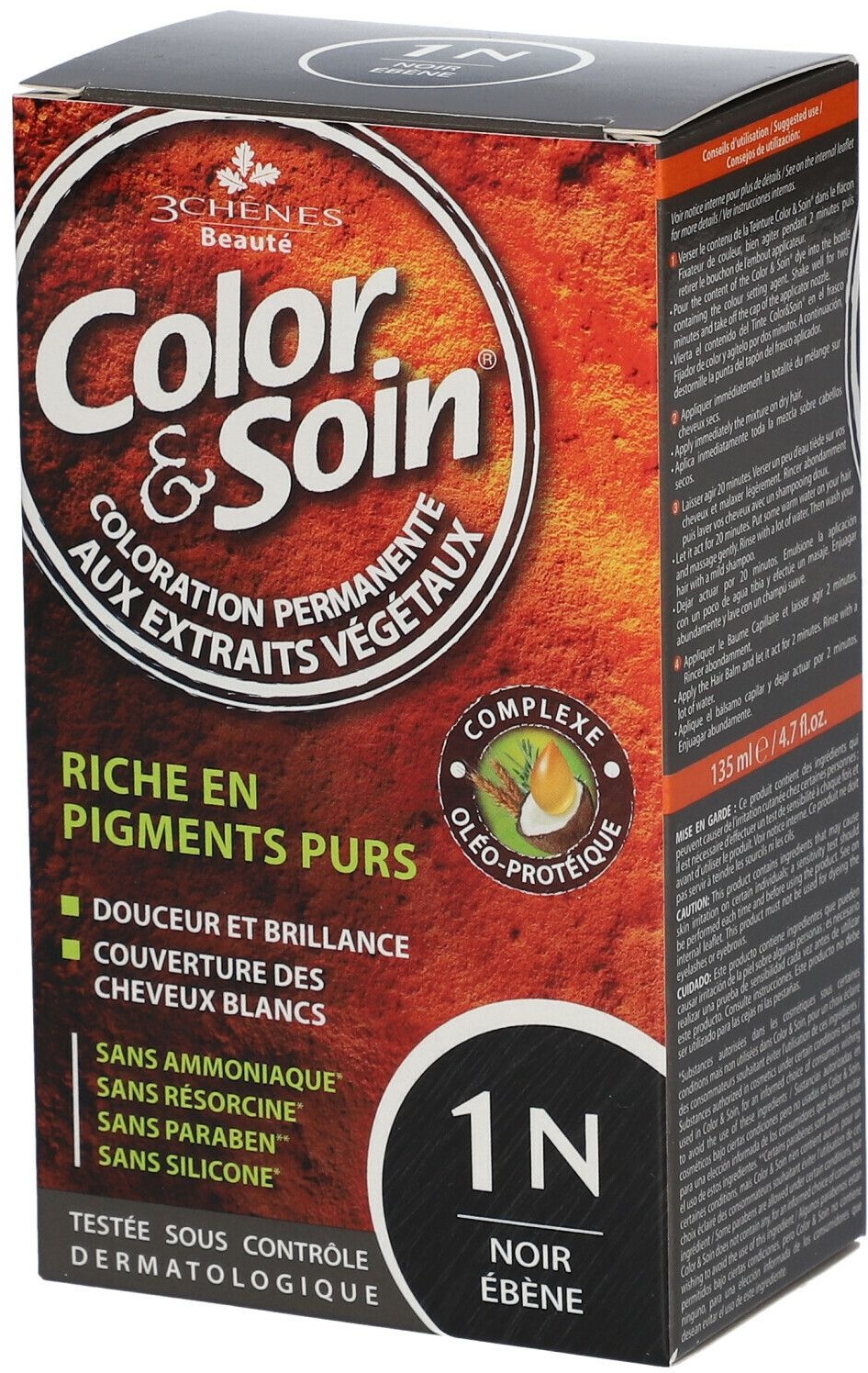 Les 3 Chênes Color & Soin Coloration 1N noir ébène 135 ml crème