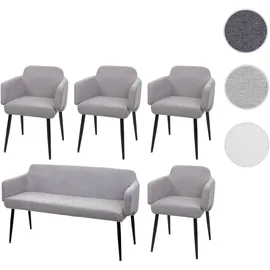 Mendler Esszimmer-Set HWC-L13, 4er-Set Stuhl+Sitzbank Esszimmergruppe Sitzgruppe Esszimmergarnitur, Stoff/Textil ~ grau