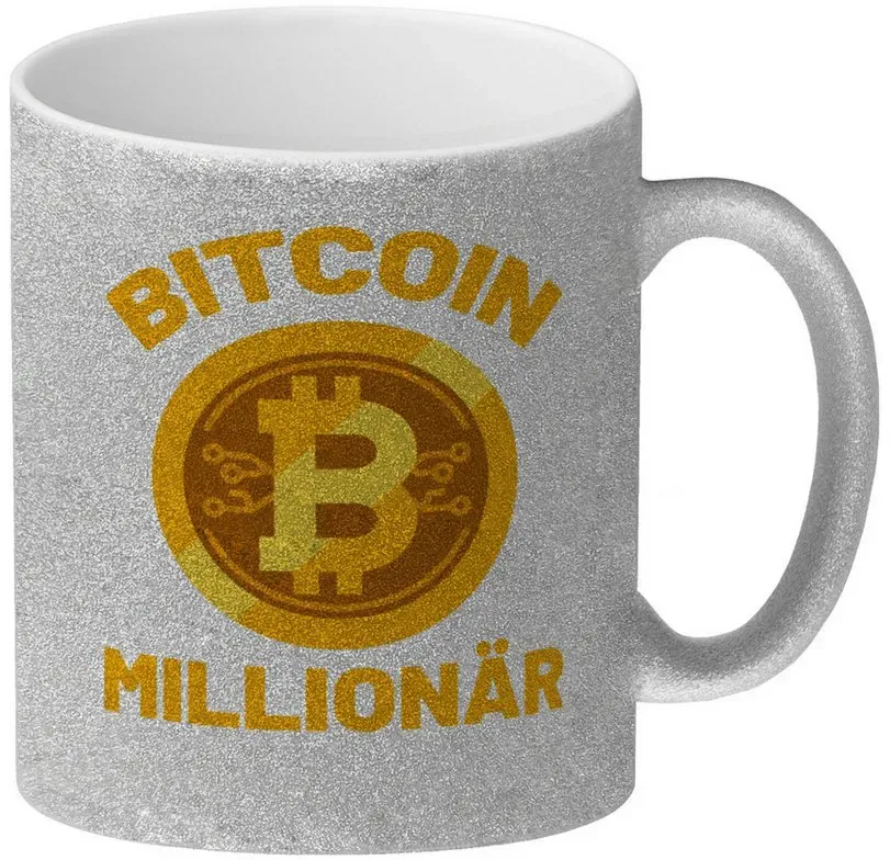 Preisvergleich Produktbild speecheese Tasse Bitcoin Millionär Glitzer-Kaffeebecher mit Kryptowährung