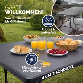 CASARIA Klapptisch 183 x 76 x 74 cm Anthrazit/Grau
