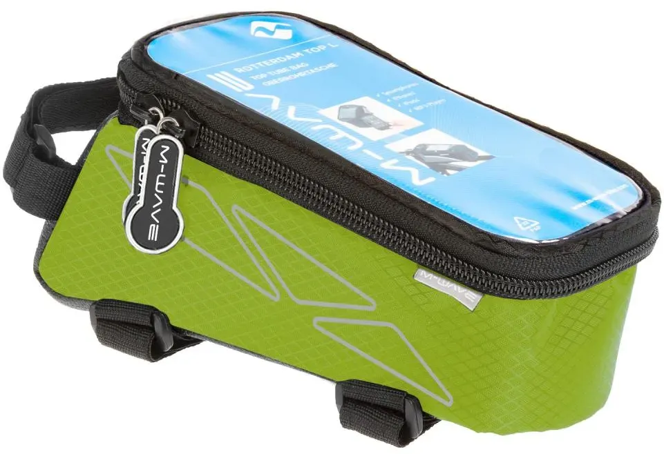 M-WAVE Rotterdam Top Oberrohrtasche mit Smartphone-Fenster, grün M-WAVE Rotterdam Top Oberrohrtasche mit Smartphone-Fenster, grün