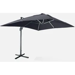 Qualitativ hochwertiger rechteckiger LED-Solar- Sonnenschirm 3 x 4 m - Luce Grau - kippbar, faltbar und 360 ° drehbar, Solarladegerät