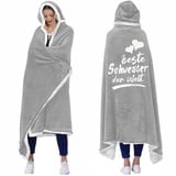 Schwester Geschenk, Beste Schwester der Welt Decke mit ärmeln, Personalisierte Sinnvolles Geschenk für Schwester Geburtstag Weihnachten