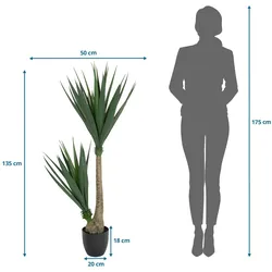 bümö plants Yucca Kunstbaum - Täuschend echte Palmlilie, geruchlose Premium Kunstpflanze für lebendiges Ambiente - authentische, künstliche Pflanzen