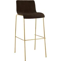 CLP Barhocker mit Lehne Hover, Barstuhl stapelbar mit Stoffbezug, Metallgestell Goldoptik, Stapelstuhl bis 150 kg belastbar