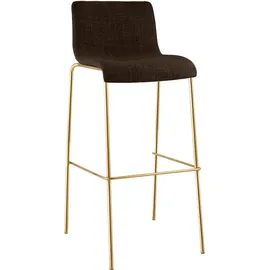 CLP Barhocker mit Lehne Hover, Barstuhl stapelbar mit Stoffbezug, Metallgestell Goldoptik, Stapelstuhl bis 150 kg belastbar