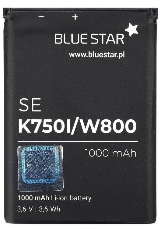 BlueStar Akku Ersatz kompatibel mit Sony Ericsson K750i 1000mAh 3,6V Li-lon Austausch Batterie Accu BST-36 W800, W550i, Z300 Smartphone-Akku