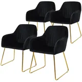 4er Set Esszimmerstühle Wohnzimmerstühle Küchenstuhl Polsterstuhl Schwarz Samt