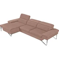Ecksofa EGOITALIANO "Princess, elegantes Designsofa mit erstklassigem Sitzkomfort, L-Form", rosa (millenium rose), B:282cm H:95cm T:168cm, Leder »BULL« (echtes Rindsleder). Geschliffenes, pigmentiertes und behandeltes Rindsleder mit einer Dicke von 1, 3-1, 5 mm. Dieses Leder zeigt eine ziemlich weiche Hand mit einem halb undurchsichtigen Aussehen. Es handelt sich um ein geschütztes Leder. Eine leichte Deckschicht schützt sie vor Flecken, ohne ihre ursprünglichen Eigenschaften zu verändern. Die geschützten