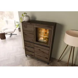MASSIVMOEBEL24.DE Highboard Wildeiche 166x40x148 bianco geölt VILLANDERS #207