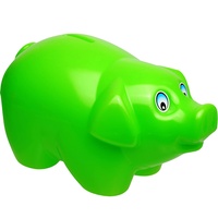 5 Stück große XL - Spardosen - Schwein - hell grün - 19 cm groß - stabile Sparbüchsen aus Kunststoff/Plastik - Sparschwein - Glücksbringer - für Kinder & ..