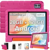 ZIOVO Kinder Tablet 10 Zoll Android 14, 20 GB RAM+128GB ROM(TF 1TB), WiFi 6, Widevine L1, Octa-Core, Kindersicherung, 6000mAh, BT 5.0, GMS Certified Kids Tablet mit Eva Case - Rosa