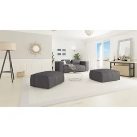 s-style möbel Moderner Fußhocker Porto aus Grau Cord mit weichem Sitz