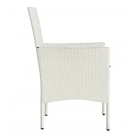 vidaXL Gartenstühle mit Kissen 2 Stk. Weiß Poly Rattan