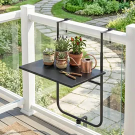 Outsunny Balkontisch 62 x 60 x 85,5 cm Schwarz