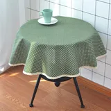 ONECHANCE Tischdecke Rund Abwaschbar Leinen Baumwolle Stoff Tischdecke Lotuseffekt für Home Küche, Esstisch, Couchtisch, Parteien, Abendessen Color Punkte Grün Size 90cm Rund
