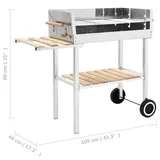 vidaXL XXL Holzkohlegrill Grillwagen mit 2 Regalen Edelstahl