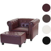 Mendler Luxus Sessel Loungesessel Relaxsessel Chesterfield Kunstleder runde Füße,