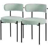 ML-Design Esszimmerstühle 2er Set aus Teddystoff Grün mit Rückenlehne,