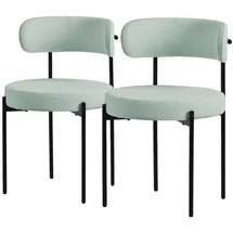 ML-Design Esszimmerstühle 2er Set aus Teddystoff Grün mit Rückenlehne,