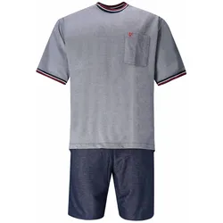 hajo Herren Schlafanzug - Shorty, Pyjama, kurz, Klima-Light, Baumwolle merzerisiert, Stretch Blau XL