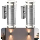 SSC-LUXon Außenwandleuchte Edelstahl 2 Stück 4x LED GU10 3W IP44 neutralweiß
